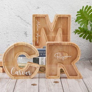 Custom Letter Wooden Piggy Bank