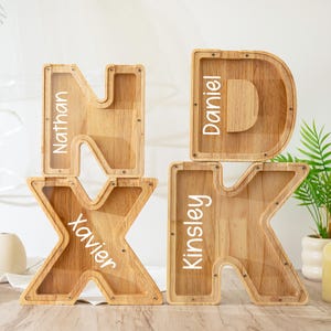 Personalised Wooden Letter Piggy Bank
