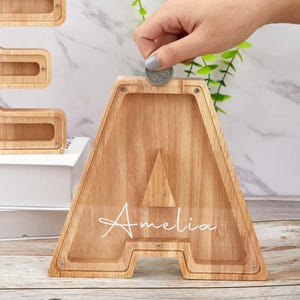 Personalised Wooden Letter Piggy Bank