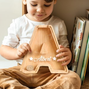 Personalised Wooden Initial Piggy Bank