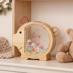 Personalised Wildflower Wooden Money Box