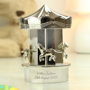 Personalised Silver Carousel Money Box