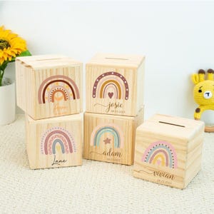 Personalised Boho Rainbow Savings Jar
