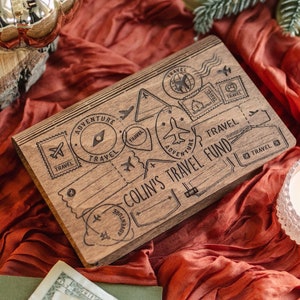 Personalised Wooden Travel Fund Box