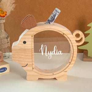 Personalised Wooden Pig Money Box