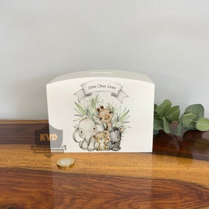 Personalised Safari Wood Money Box