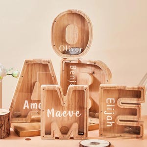 Personalised Wooden Letter Piggy Bank