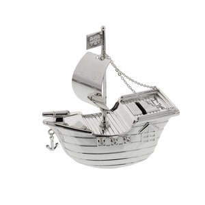 Personalised Silver Pirate Ship Money Box