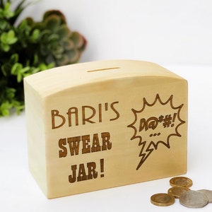 Personalised Wooden Swear Jar