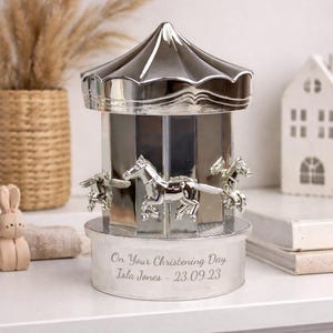 Personalised Silver Carousel Money Box
