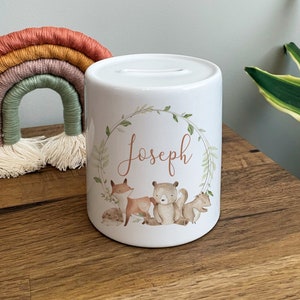 Personalised Woodland Ceramic Money Box