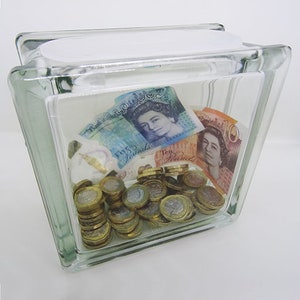 Small Square Glass Money Box