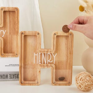 Personalized Wooden Letter Piggy Bank
