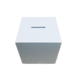 White Wooden Cube Money Box