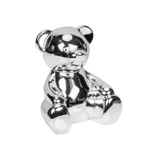 Personalised Silver-plated Teddy Bear Money Box