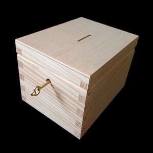 Beech Wood Piggy Bank with Key