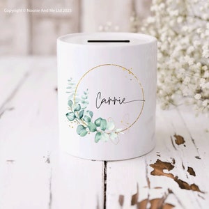 Personalised Eucalyptus Ceramic Money Box