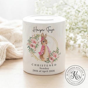 Personalised Pink Rabbit Money Box