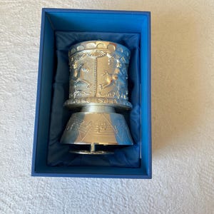 Vintage silver plated musical carousel money box