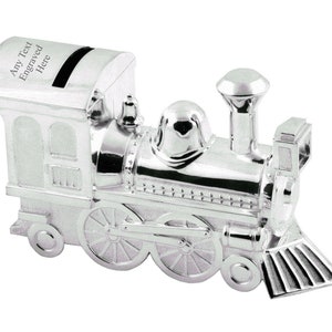 Engraved Silver-plated Train Money Box
