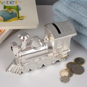 Personalised Silver Plated Train Money Box